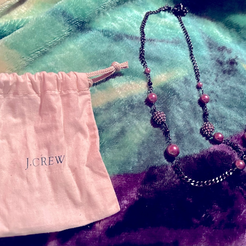 J crew dark purple pearl necklace. With dust baggy.
